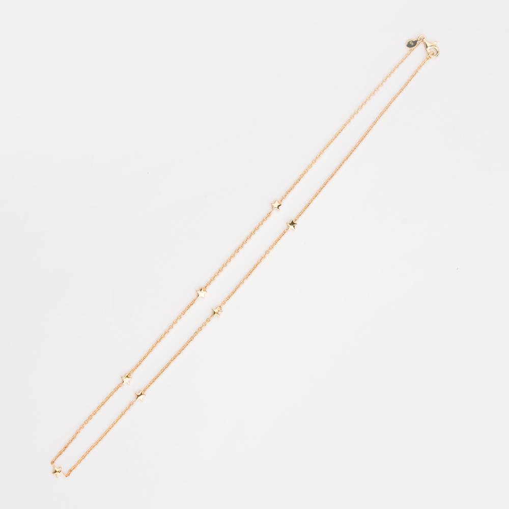 Gold Star Chain 16" For Kids & Girls - 925 Sterling Silver Gold Plated