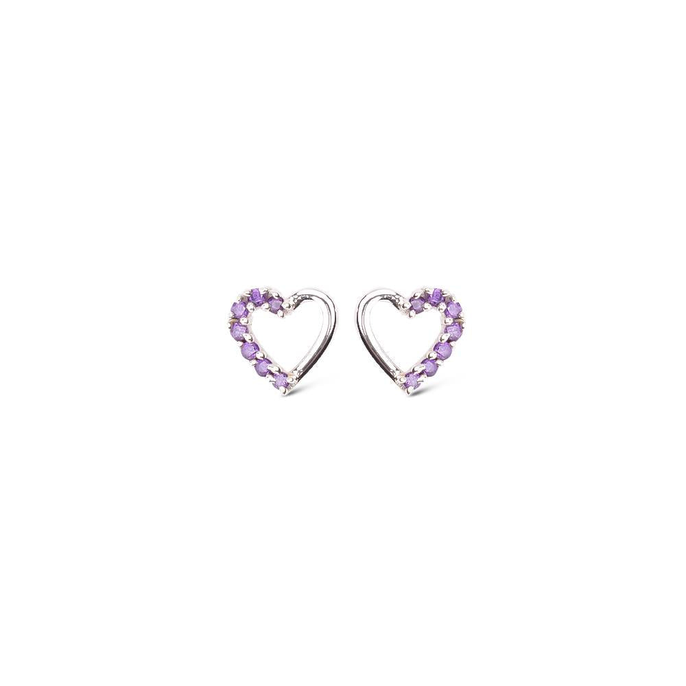 Sparkle Heart Screw Back Earrings - 925 Sterling Silver Hypoallergenic