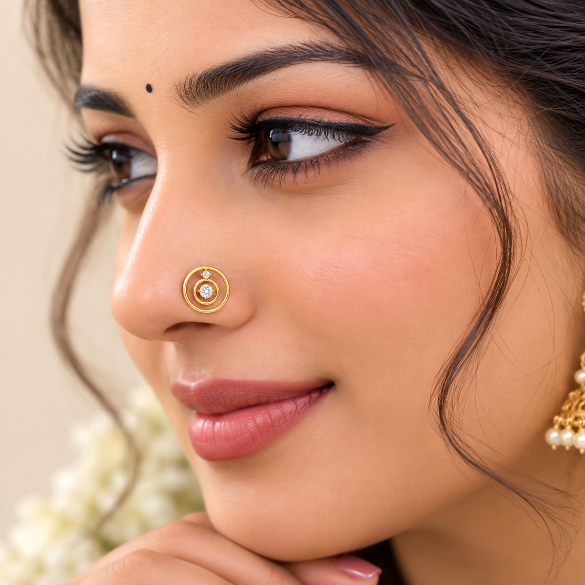 Double Circle Nose Pin - 925 Sterling Silver
