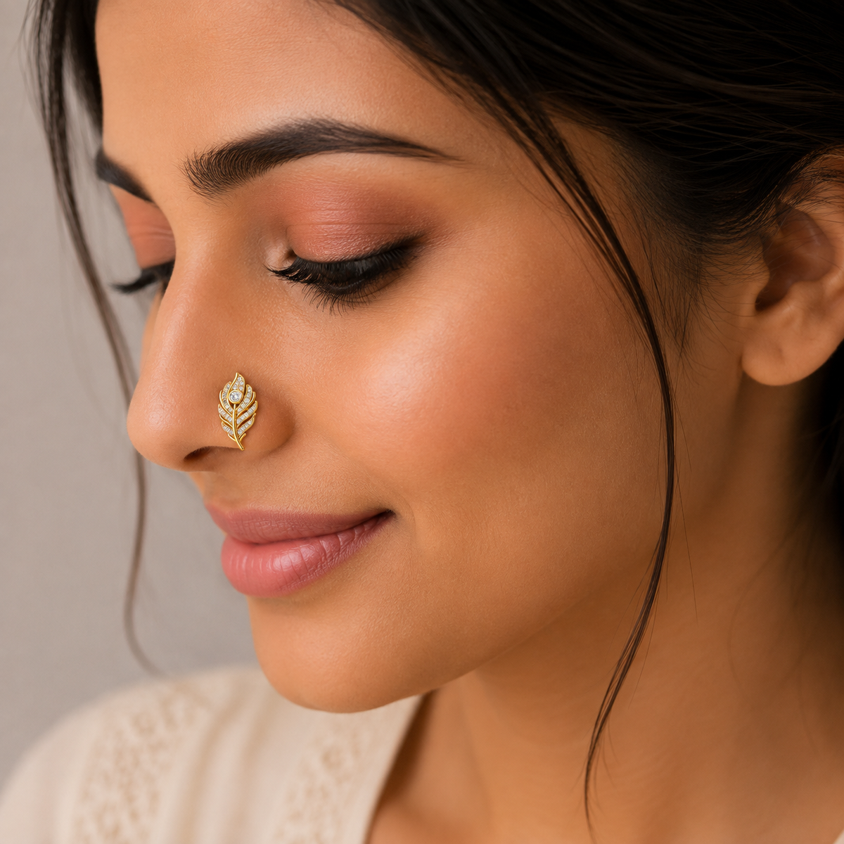 Feather Nose Pin - 925 Sterling Silver