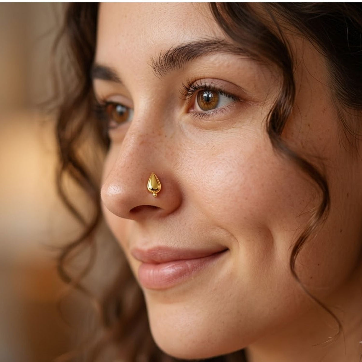 Minimalist Teardrop Nose Pin - 925 Sterling Silver