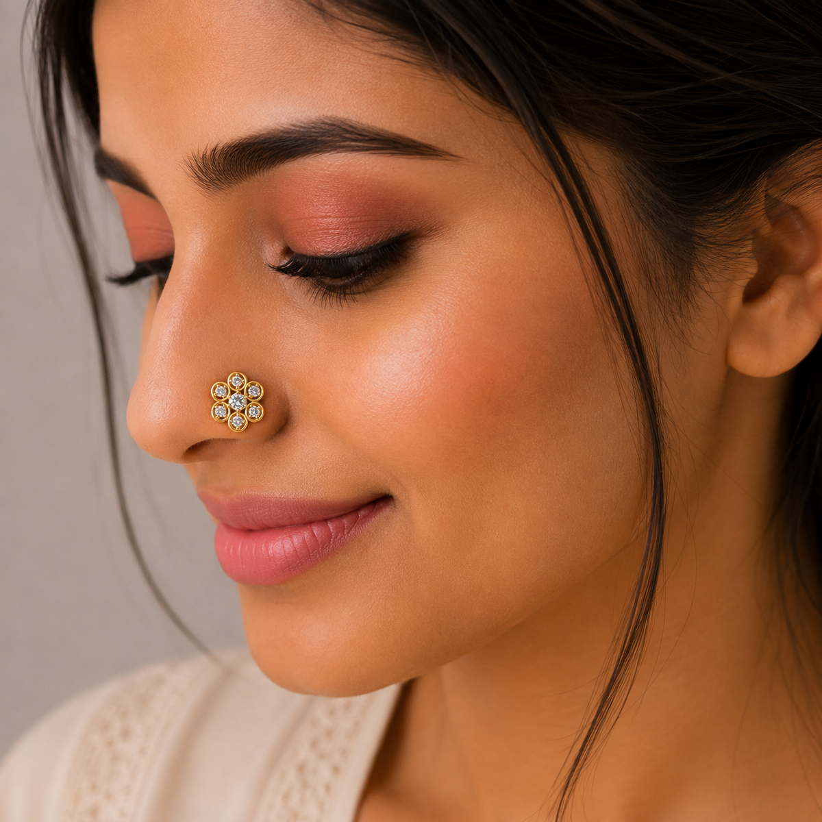 Floral Nose Pin - 925 Sterling Silver