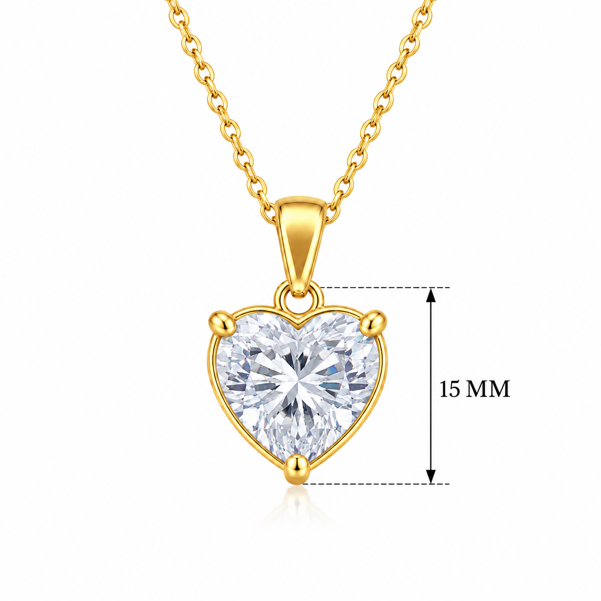 Heart Solitaire Necklace with Brilliant White Cz for Women - 925 Sterling Silver