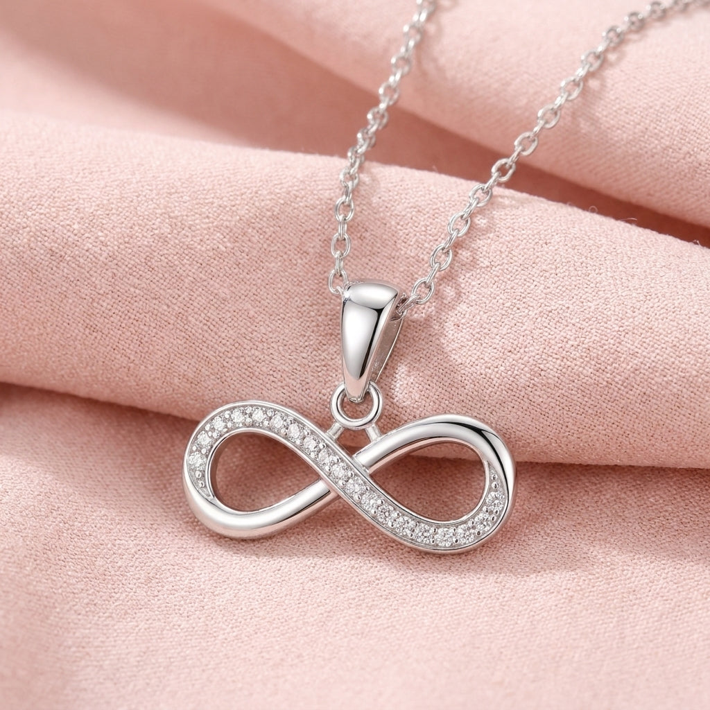 Infinity White Cz Necklace - Symbol of Everlasting Love