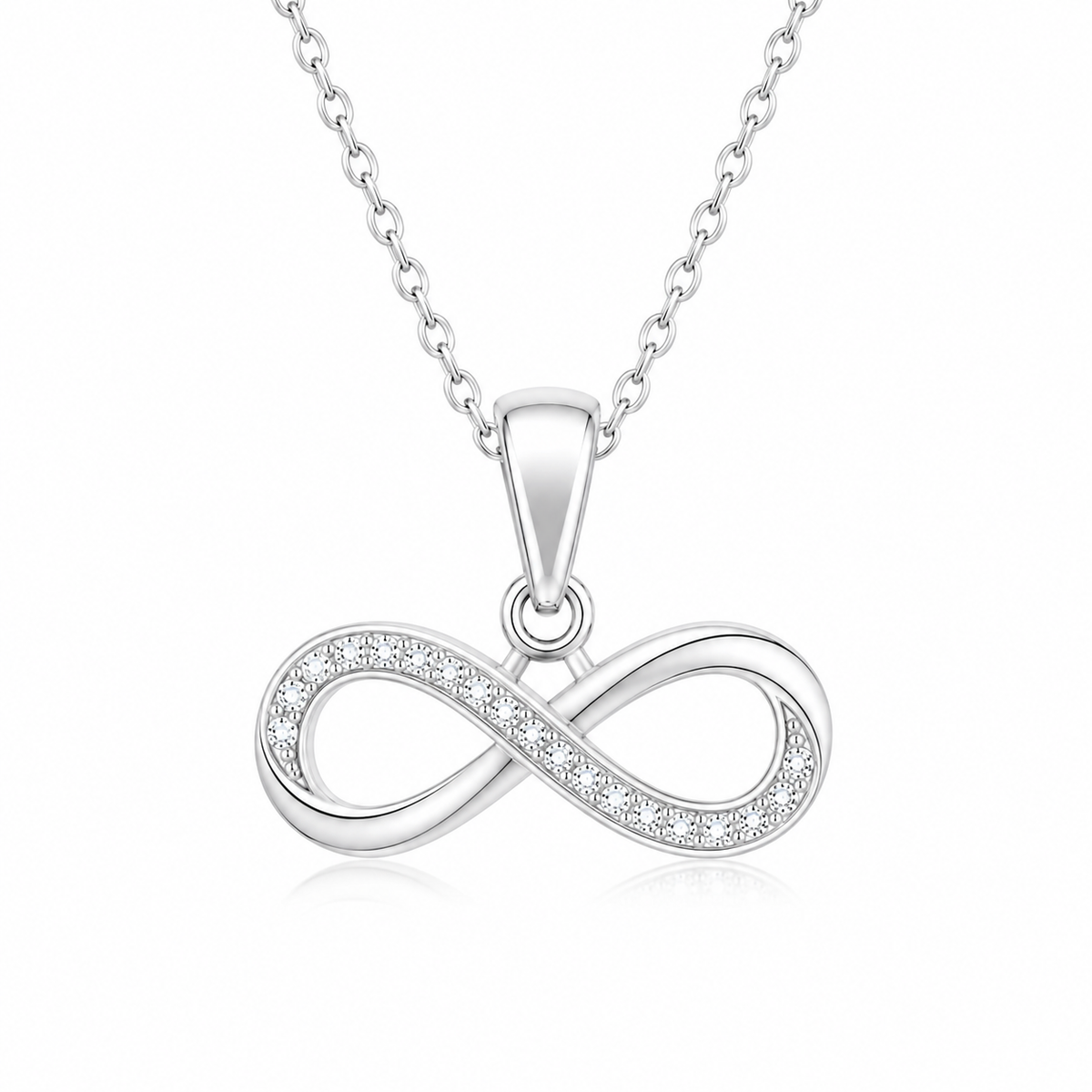 Infinity White Cz Necklace - Symbol of Everlasting Love