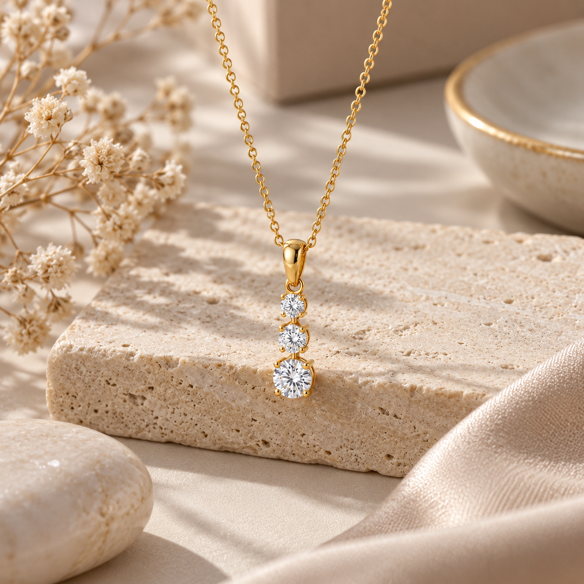 Three-Stone White Cz Drop for Women - 925 Sterling Silver