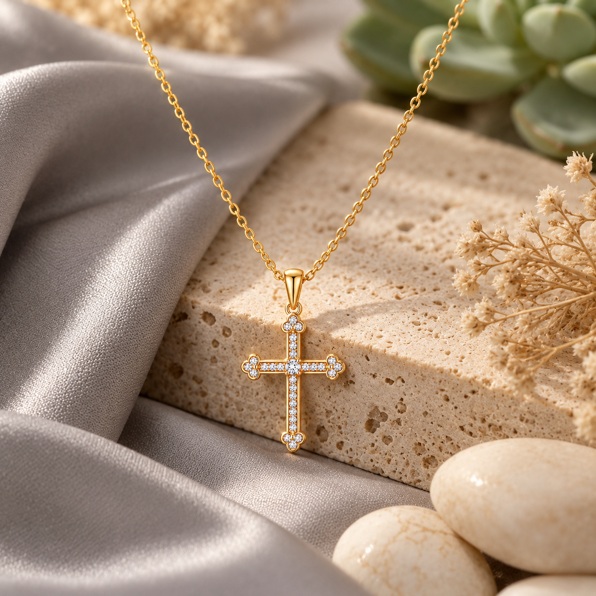 White Cz Cross for Women - 925 Sterling Silver