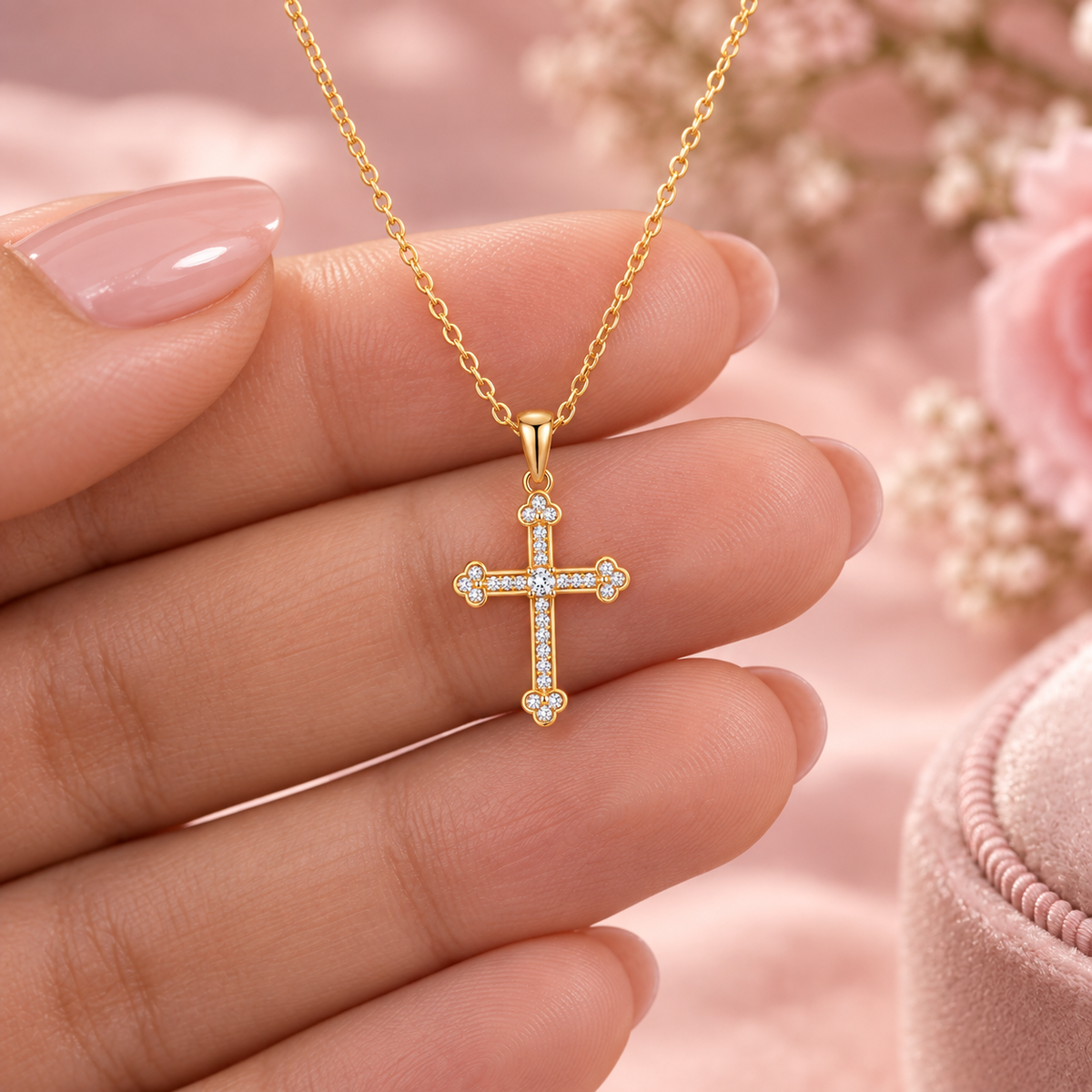 White Cz Cross for Women - 925 Sterling Silver