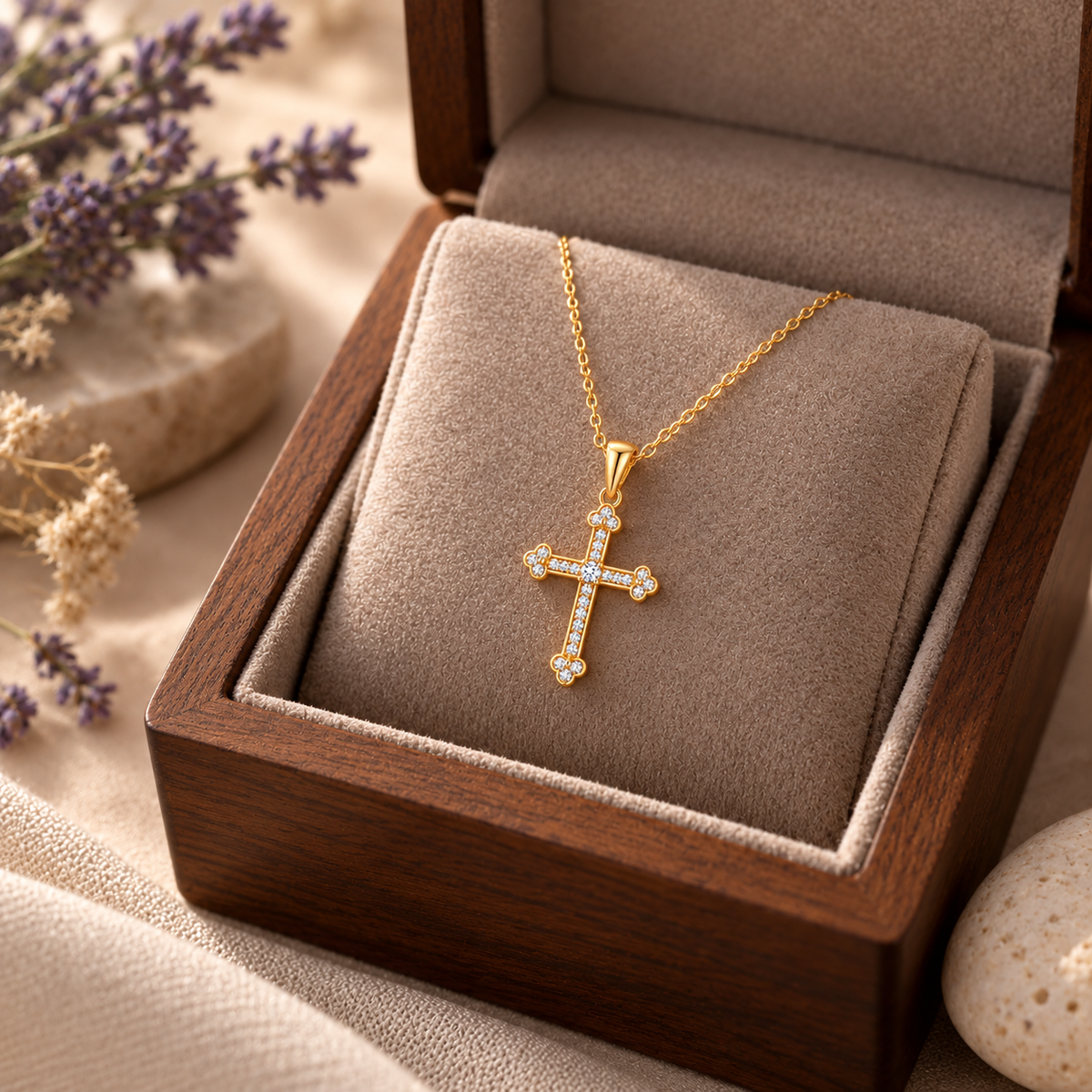 White Cz Cross for Women - 925 Sterling Silver