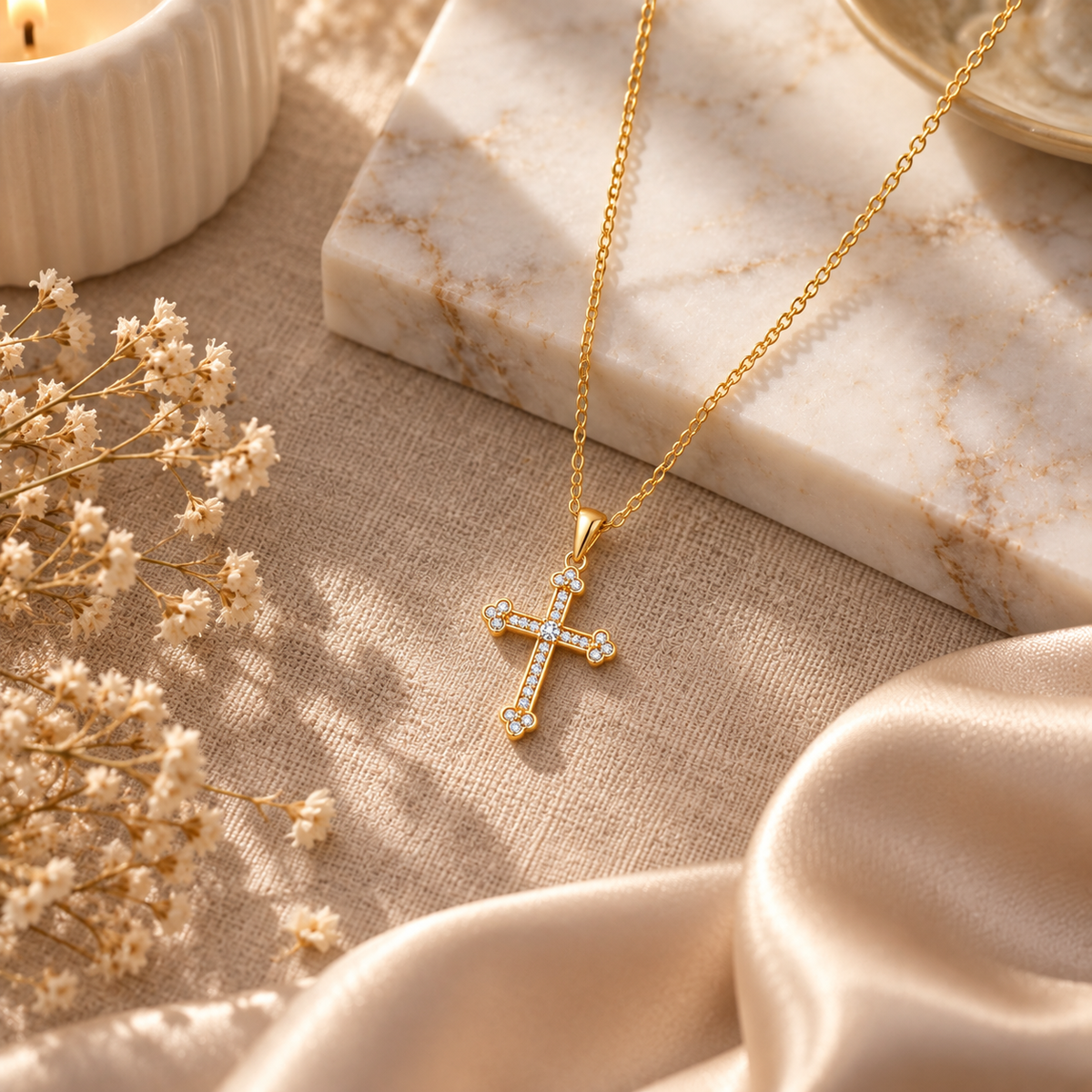 White Cz Cross for Women - 925 Sterling Silver