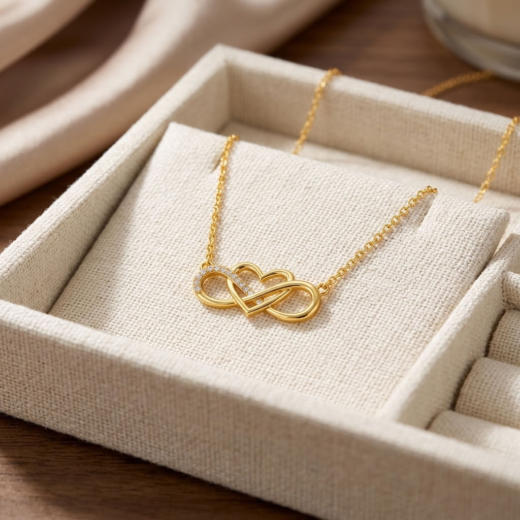 Infinity Heart White Cz Necklace for Women - 925 Sterling Silver