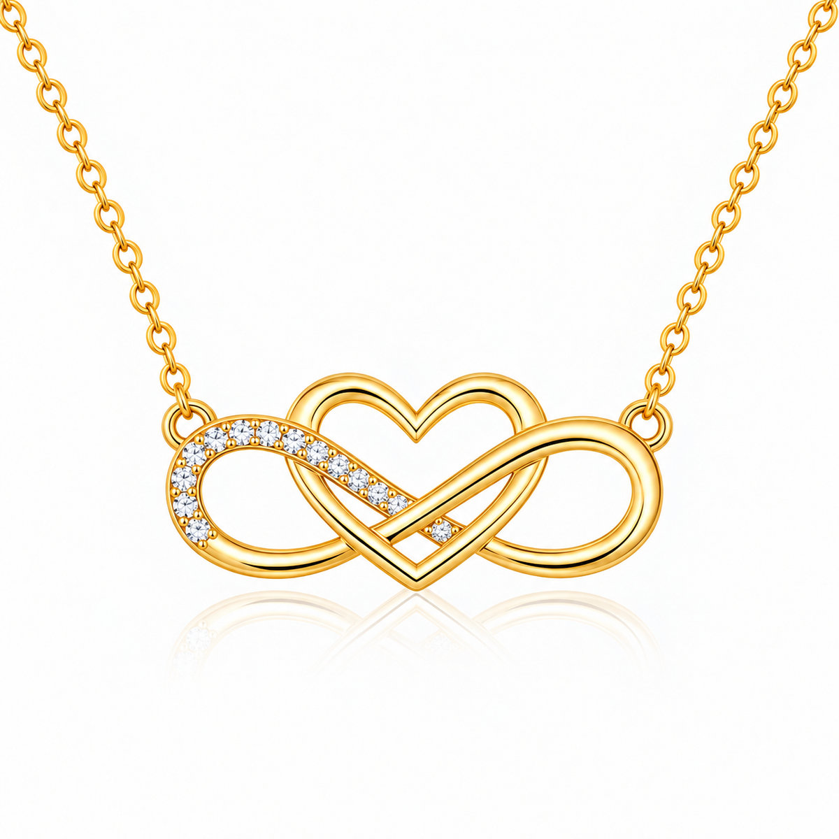 Infinity Heart White Cz Necklace for Women - 925 Sterling Silver