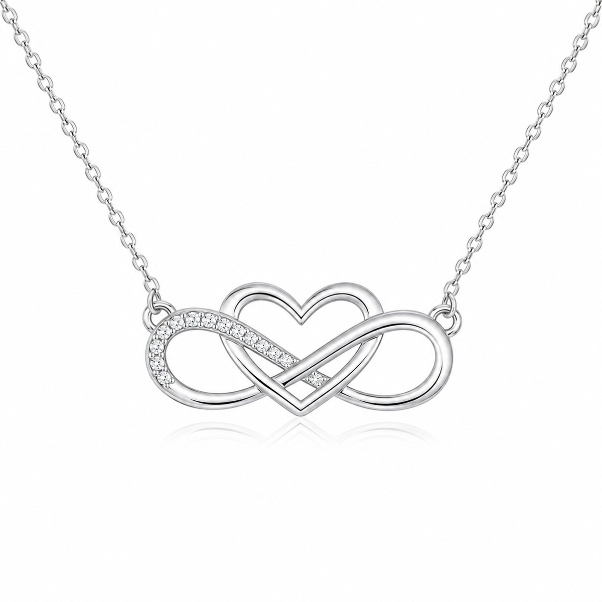 Infinity Heart White Cz Necklace
