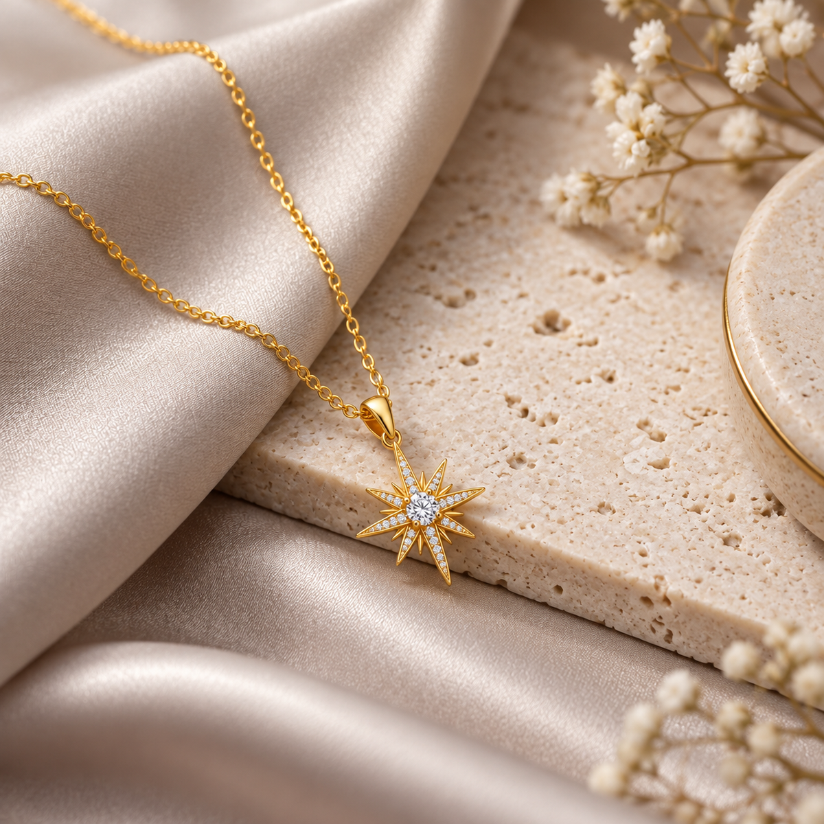 Compass Star White Cz for Women - 925 Sterling Silver