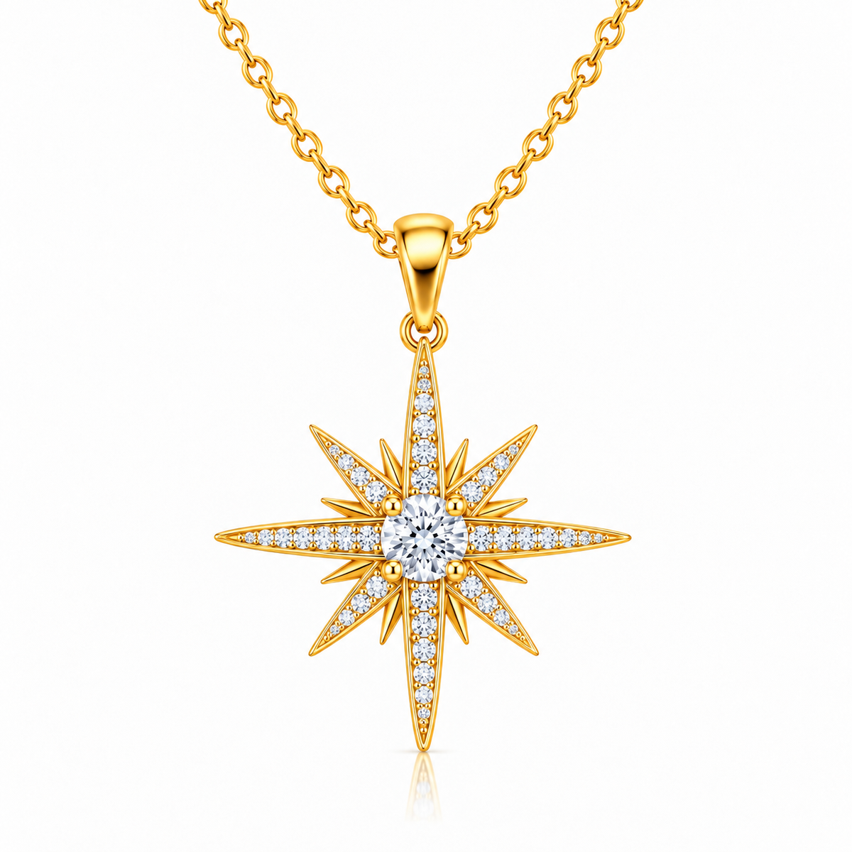 Compass Star White Cz for Women - 925 Sterling Silver