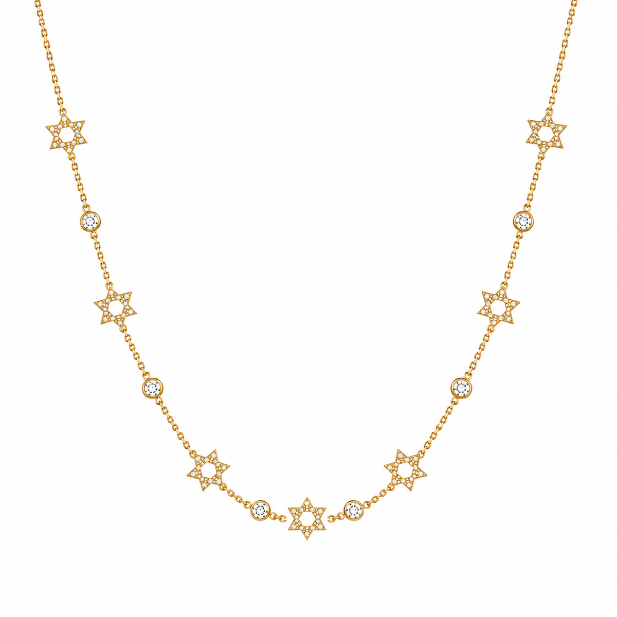 Star Station Necklace with Sparkling White Cz