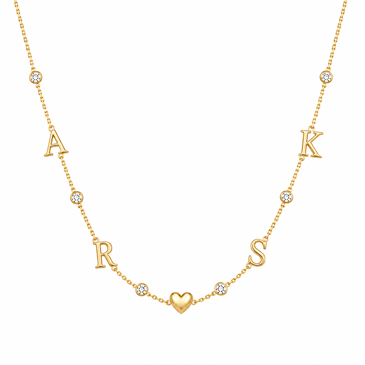Initial Heart Necklace with White Cz Accents
