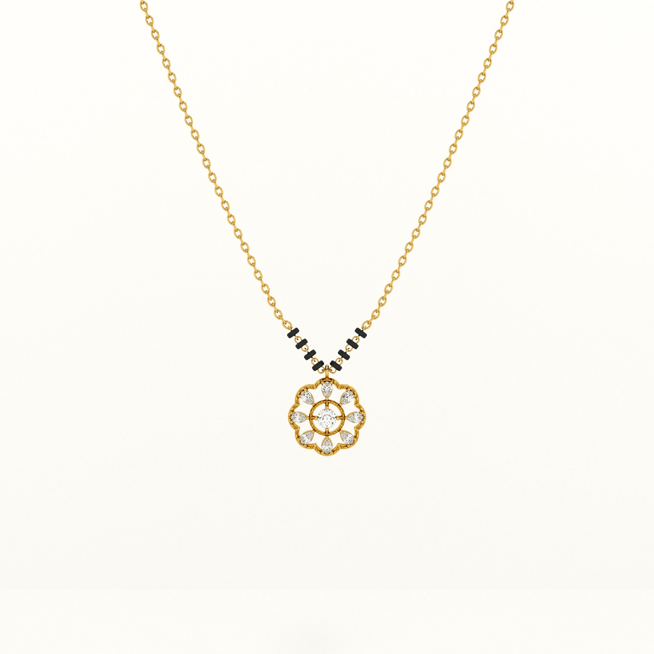 18K Gold Vermeil Mandala Mangalsutra with CZ Stones - 925 Sterling Silver