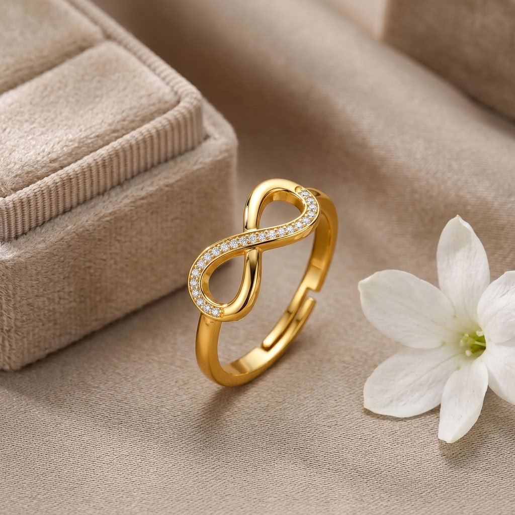 Infinity Adjustable Pave Crystal Eternal Love Ring for Women - 925 Sterling Silver
