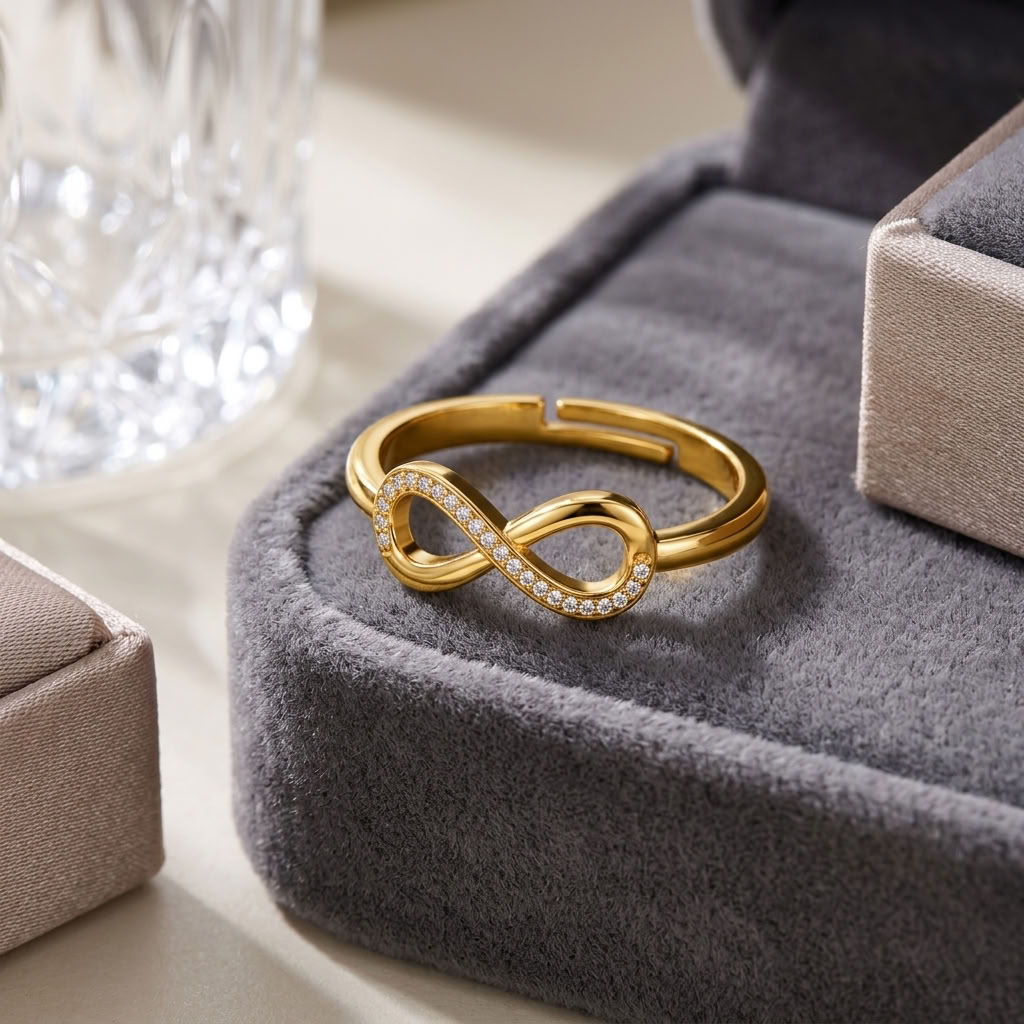 Infinity Adjustable Pave Crystal Eternal Love Ring for Women - 925 Sterling Silver