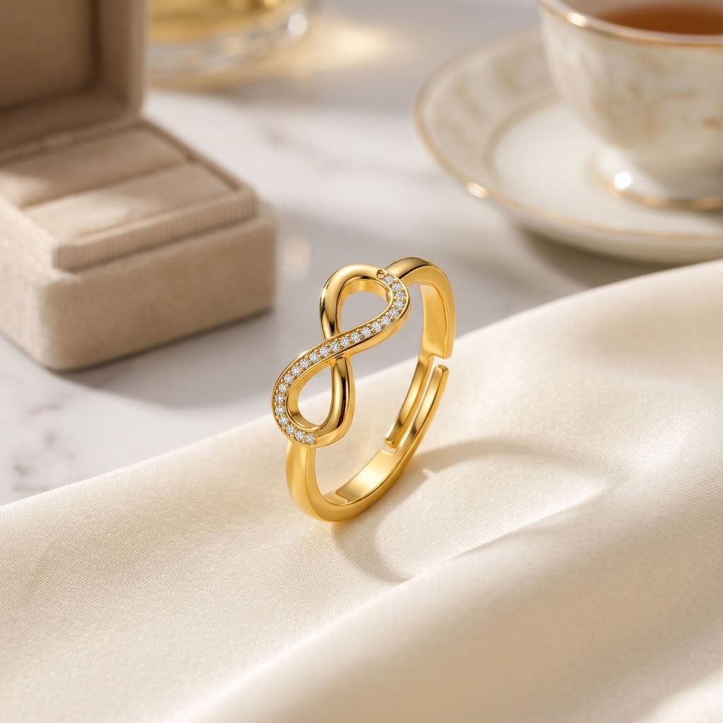 Infinity Adjustable Pave Crystal Eternal Love Ring for Women - 925 Sterling Silver