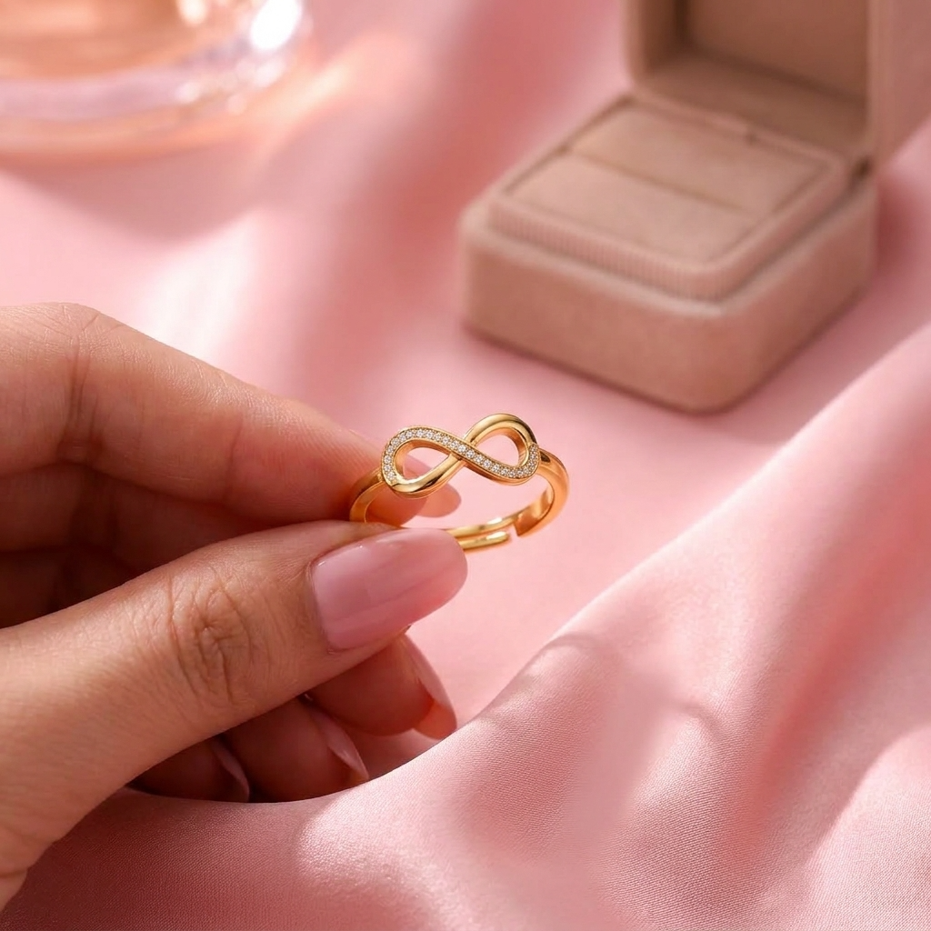 Infinity Adjustable Pave Crystal Eternal Love Ring for Women - 925 Sterling Silver