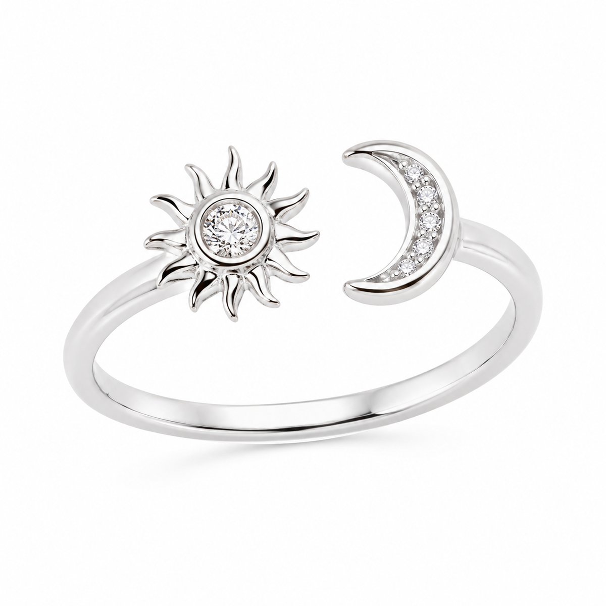 Sun and Moon Ring - Open Adjustable Celestial Ring