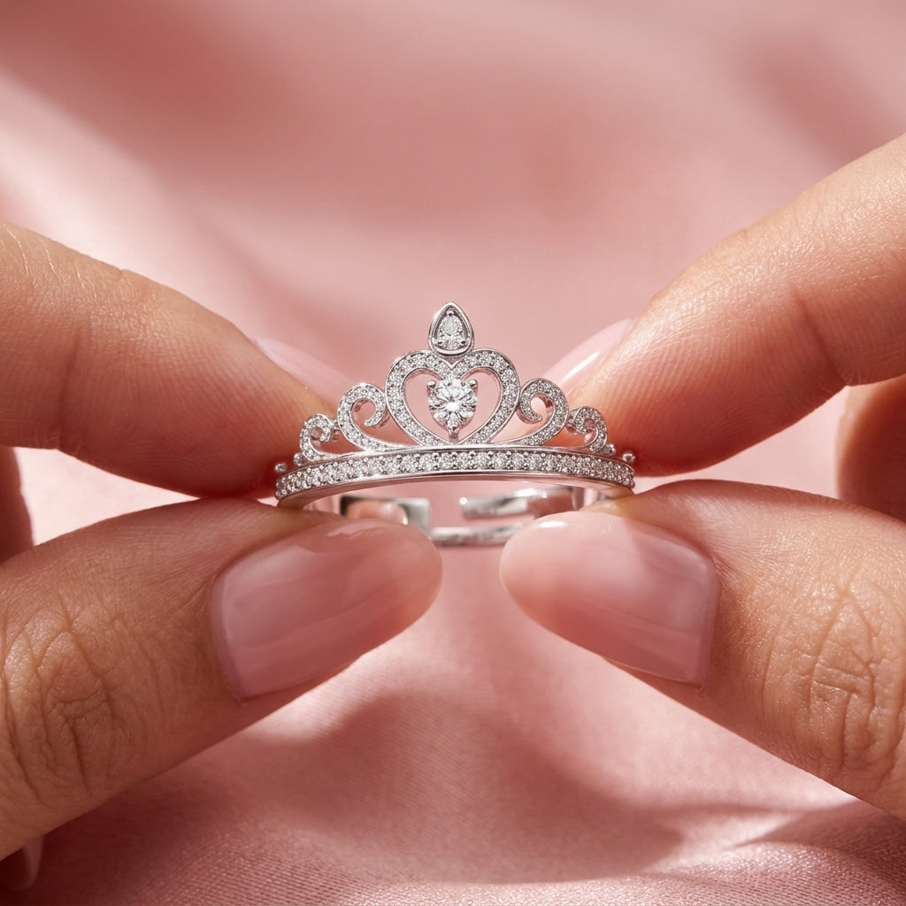 Tiara Crown Ring - Adjustable Pave Crystal Princess Ring