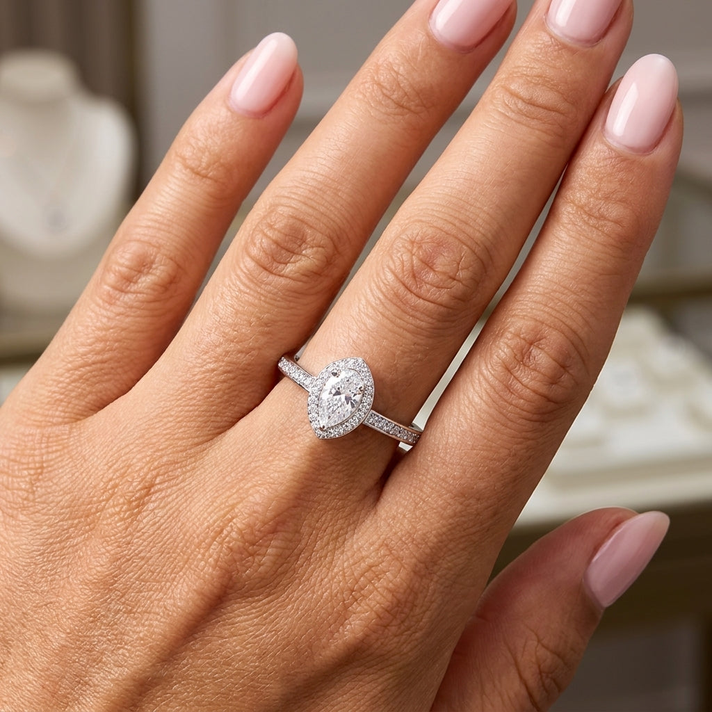 Marquise Halo Ring - Adjustable Pave Crystal Ring