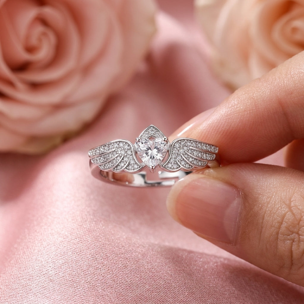 Angel Wings Ring - Adjustable Pave Crystal Marquise Ring