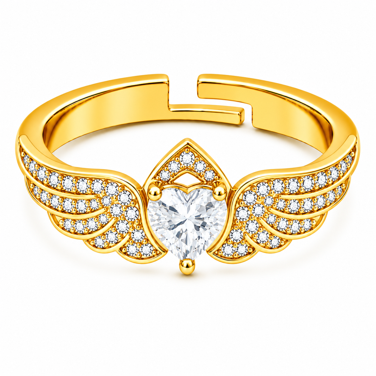 Angel Wings Adjustable Pave Crystal Marquise Ring for Women - 925 Sterling Silver