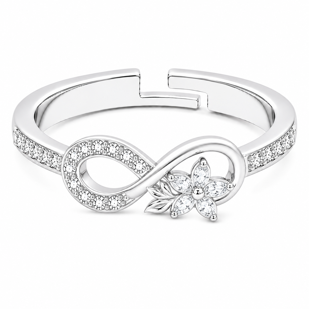Infinity Flower Ring - Adjustable Pave Crystal Ring
