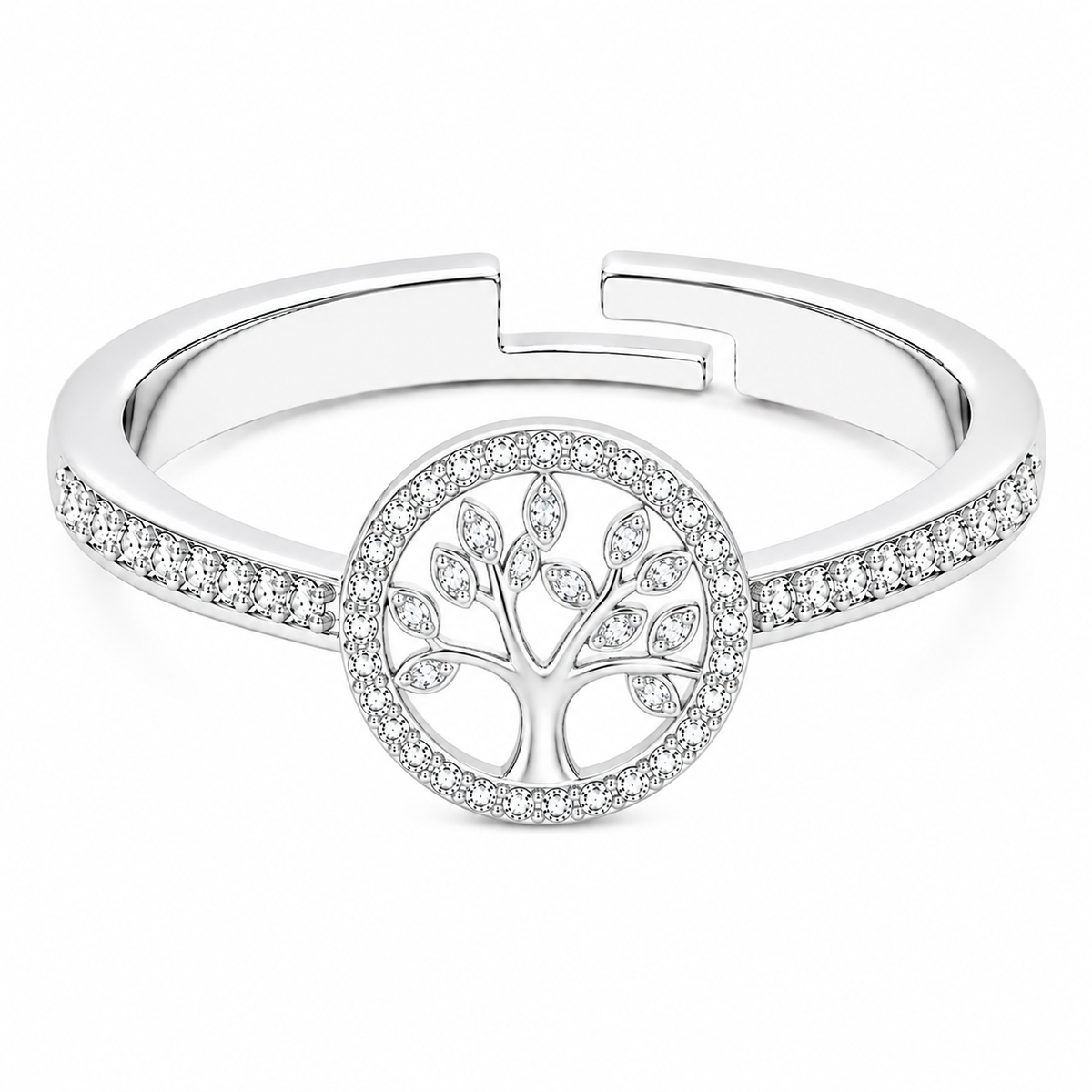 Tree of Life Ring - Adjustable Pave Crystal Ring