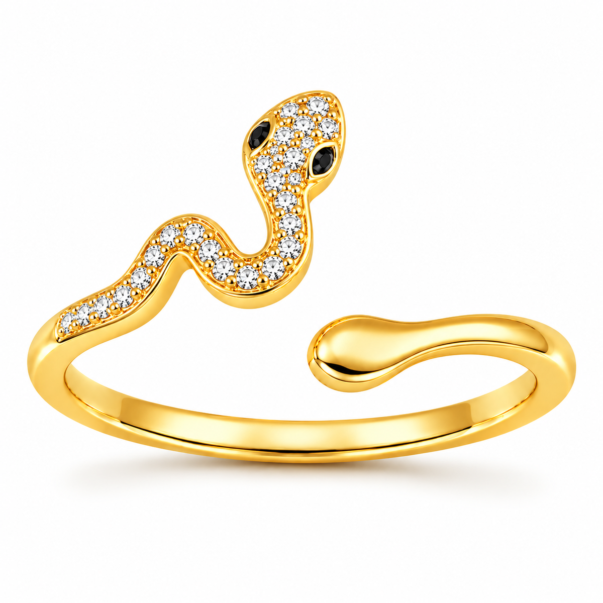 Snake Open Adjustable Pave Crystal Serpent Ring for Women - 925 Sterling Silver
