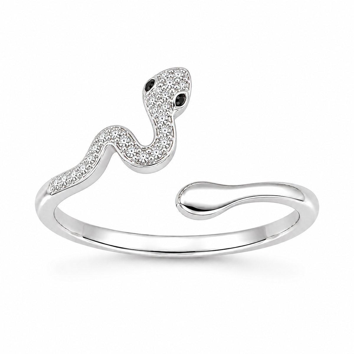 Snake Ring - Open Adjustable Pave Crystal Serpent Ring