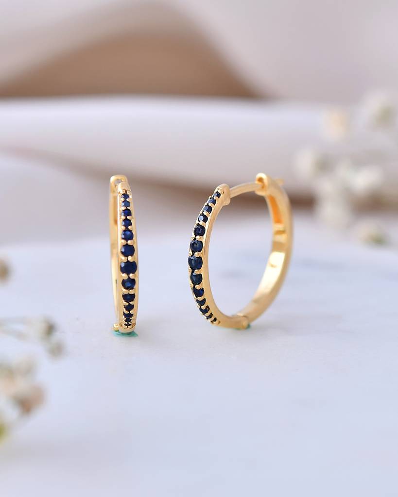 Natural Blue Sapphire Whirl Earrings - 925 Sterling Silver