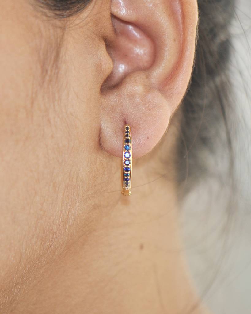 Natural Blue Sapphire Whirl Earrings - 925 Sterling Silver