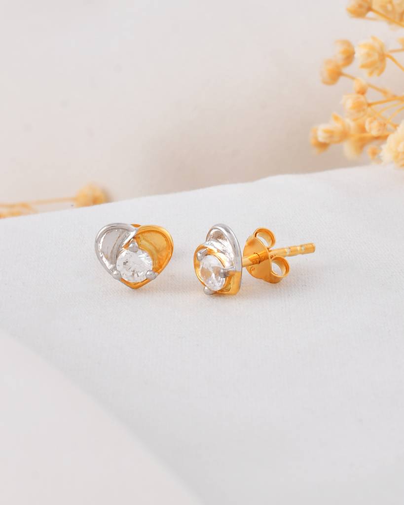 0.30 Carat White CZ Heart Earrings - 925 Sterling Silver Gold Plated