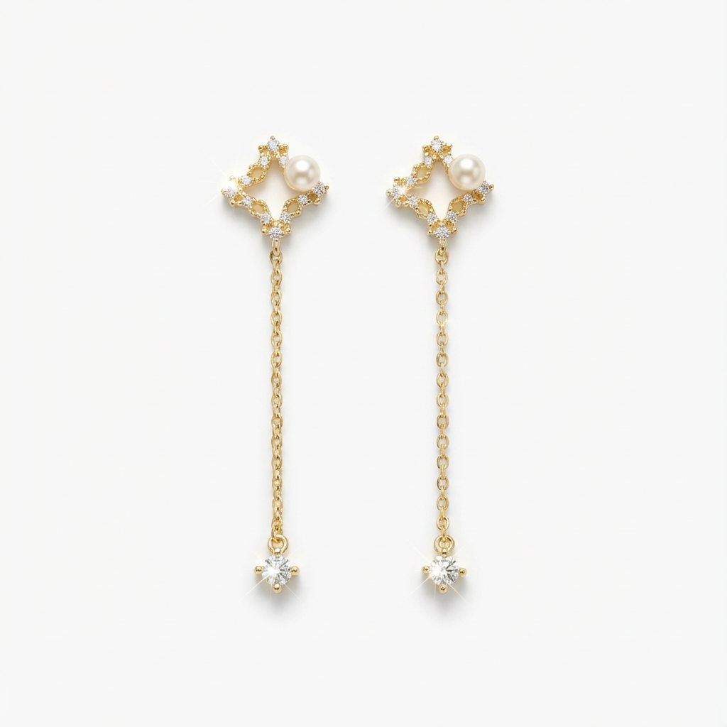 Chic Frame Drop Dangle Earring - Sterling Silver Gold Plated