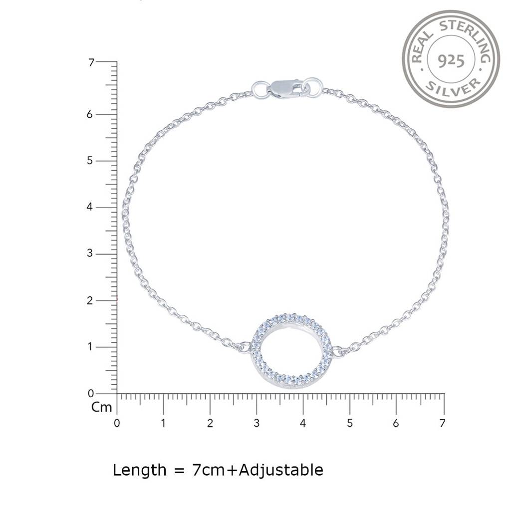 Silver Circle Halo Bracelet - 925 Sterling Silver