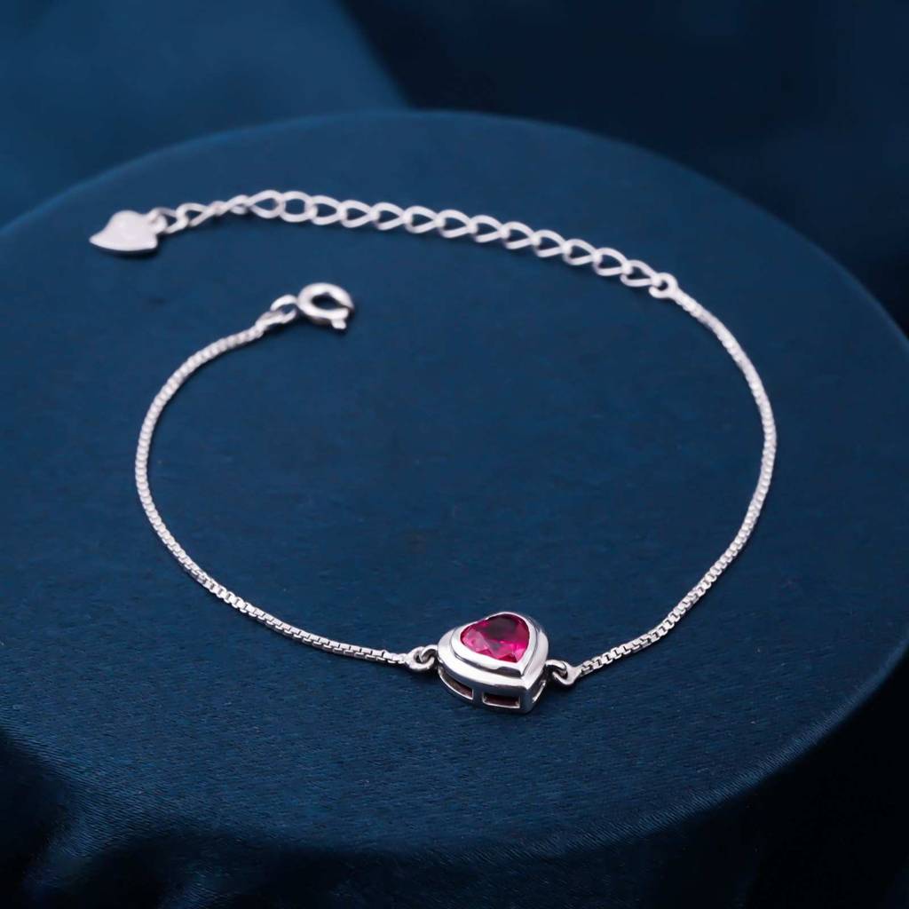 Silver Covered Heart Bracelet - 925 Sterling Silver
