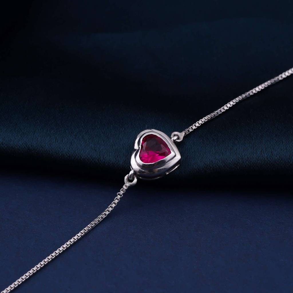 Silver Covered Heart Bracelet - 925 Sterling Silver