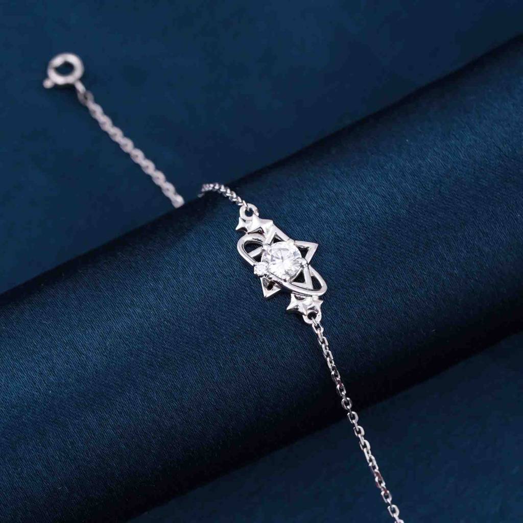 Silver Layered Star Link Bracelet - 925 Sterling Silver Gold Plated