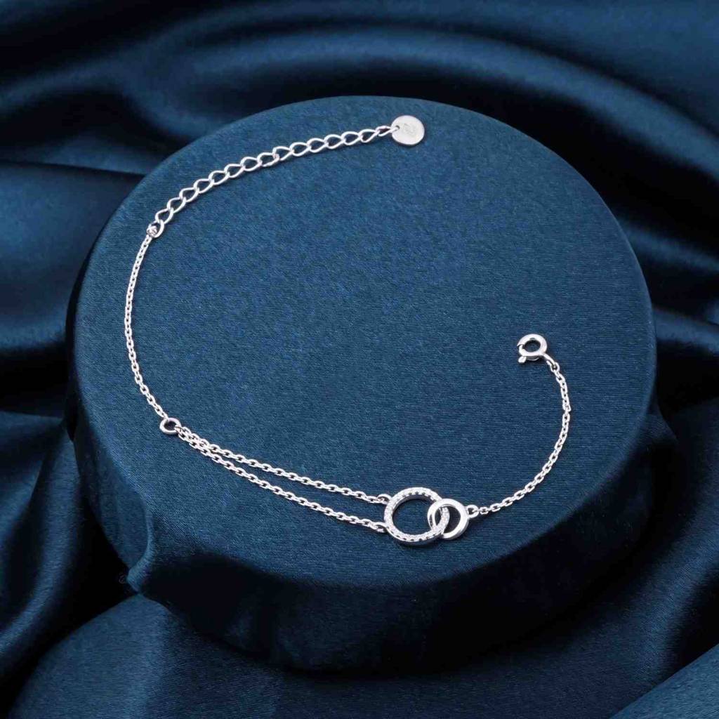 Silver Interlocking Circle Bracelet - 925 Sterling Silver