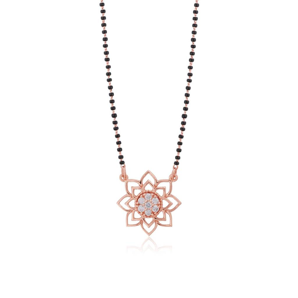 Rose Gold Starlight Zircon Mangalsutra - 925 Sterling Silver Rose Gold Plated