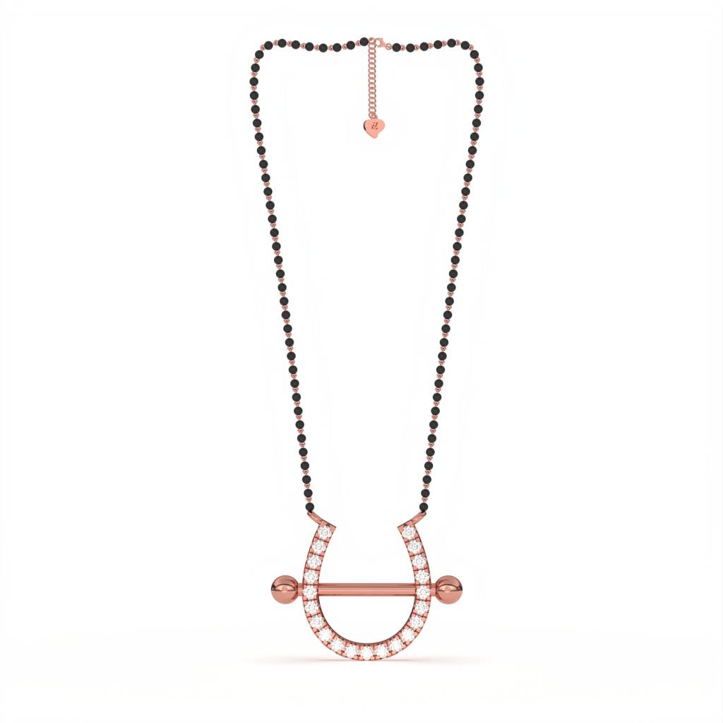U Bar Mini Mangalsutra - 925 Sterling Silver Rose Gold Plated