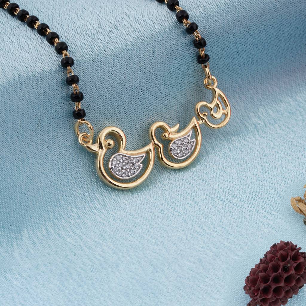 Golden Mini Ducks Theme Mangalsutra - 925 Sterling Silver Gold Plated