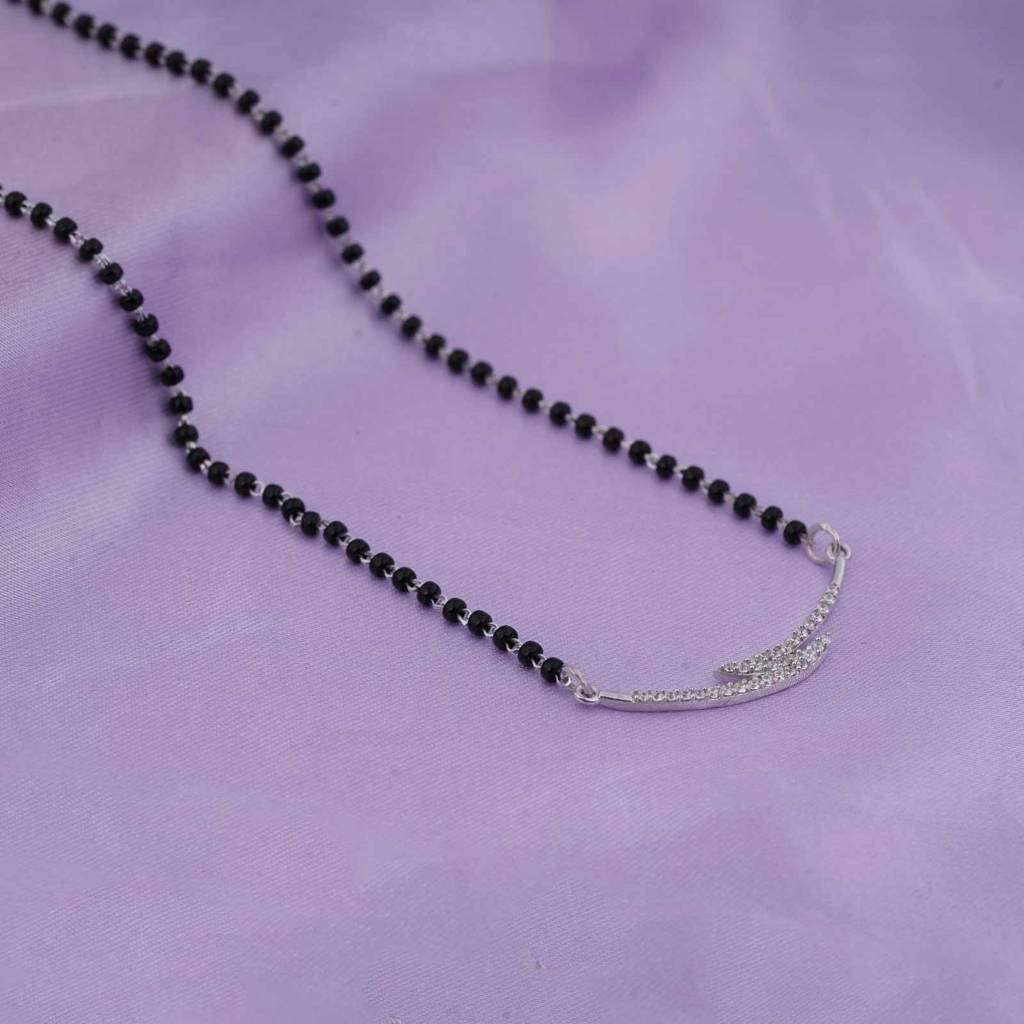 Silver Contemporary Diamond Mangalsutra - 925 Sterling Silver
