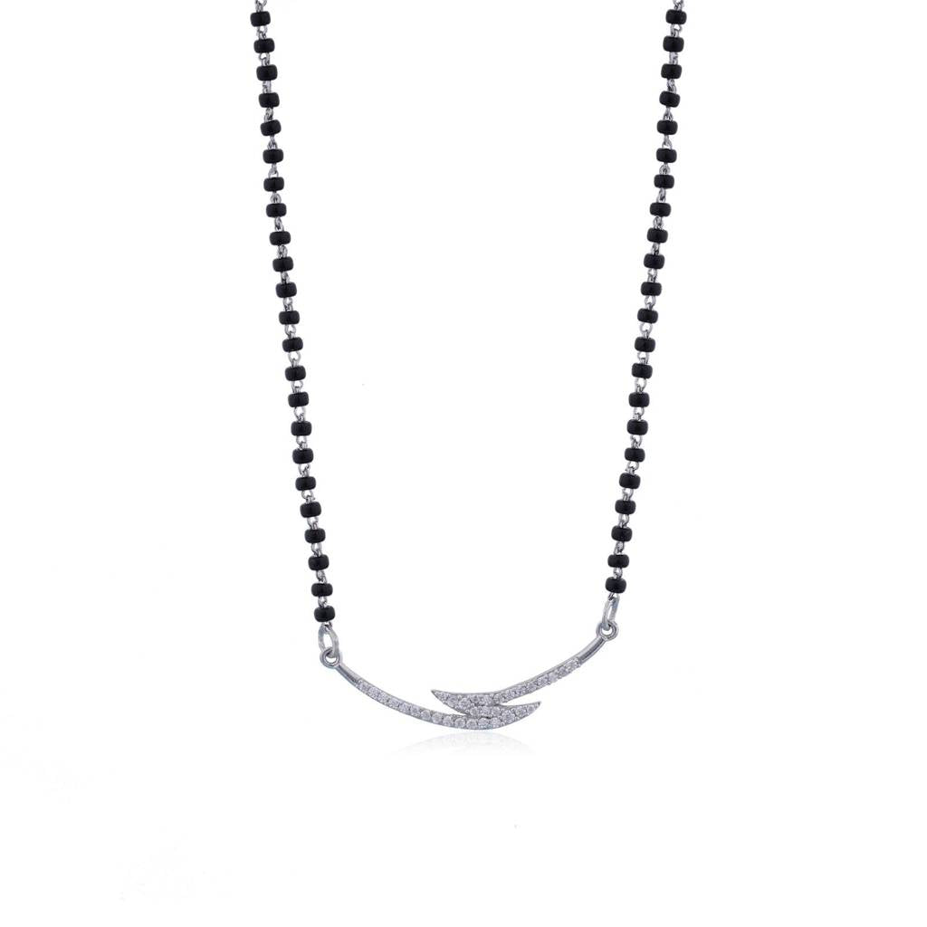 Silver Contemporary Diamond Mangalsutra - 925 Sterling Silver