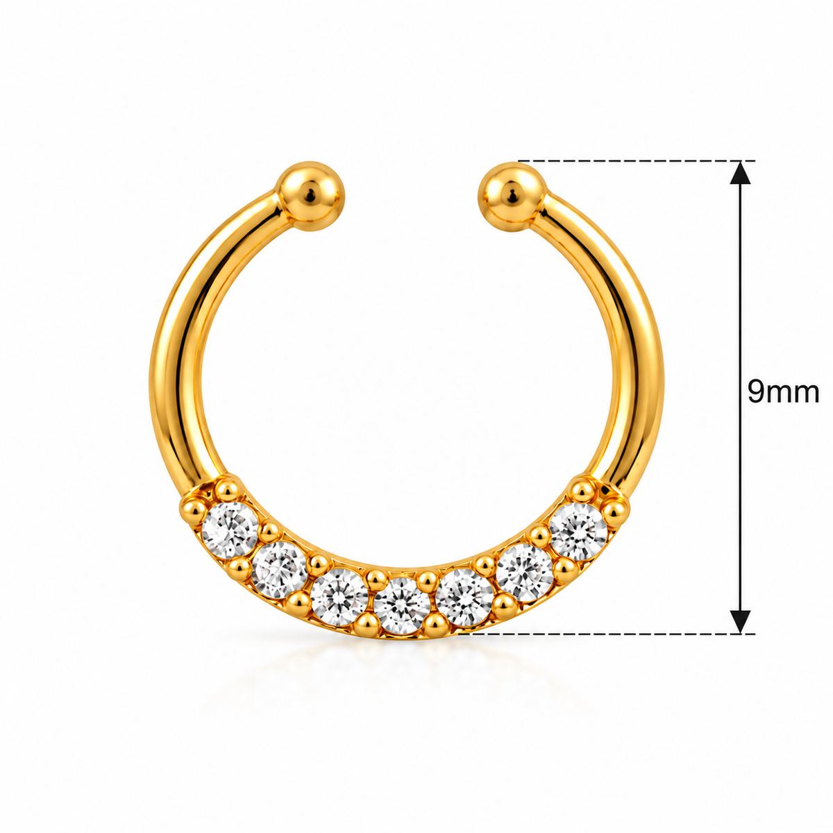 Round Faux Septum Nose Ring - 925 Sterling Silver